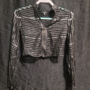 Rue21 Black and Silver Striped Leather Jacket